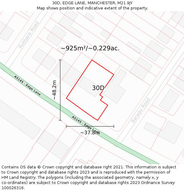 30D, EDGE LANE, MANCHESTER, M21 9JY: Plot and title map