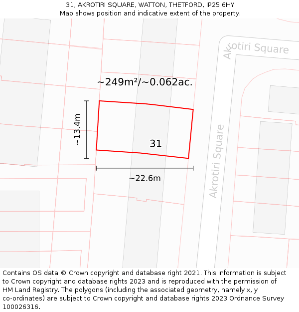 31, AKROTIRI SQUARE, WATTON, THETFORD, IP25 6HY: Plot and title map