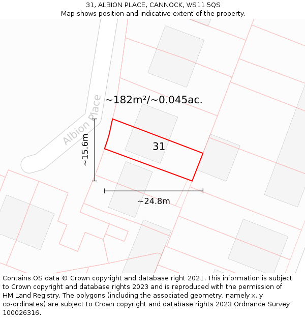 31, ALBION PLACE, CANNOCK, WS11 5QS: Plot and title map