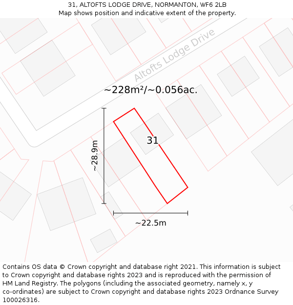 31, ALTOFTS LODGE DRIVE, NORMANTON, WF6 2LB: Plot and title map