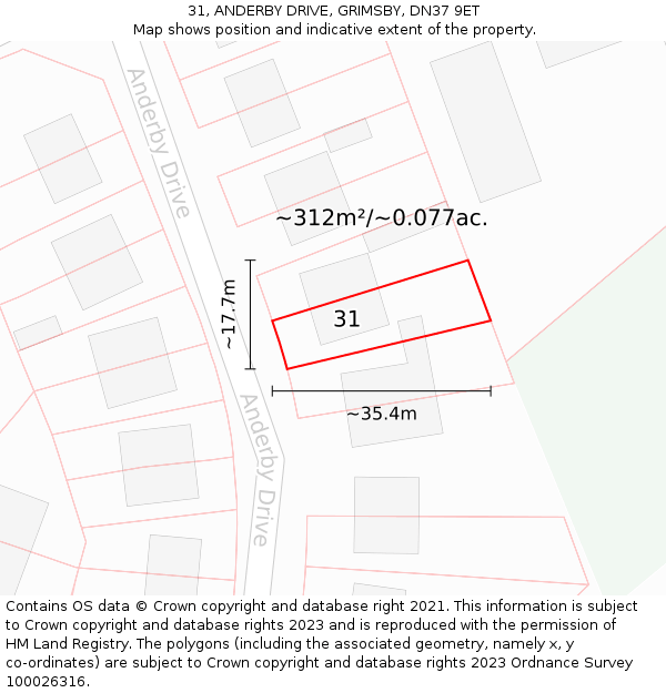 31, ANDERBY DRIVE, GRIMSBY, DN37 9ET: Plot and title map