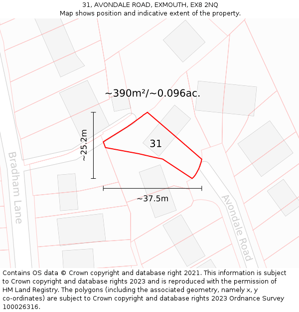 31, AVONDALE ROAD, EXMOUTH, EX8 2NQ: Plot and title map