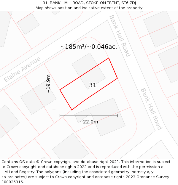 31, BANK HALL ROAD, STOKE-ON-TRENT, ST6 7DJ: Plot and title map