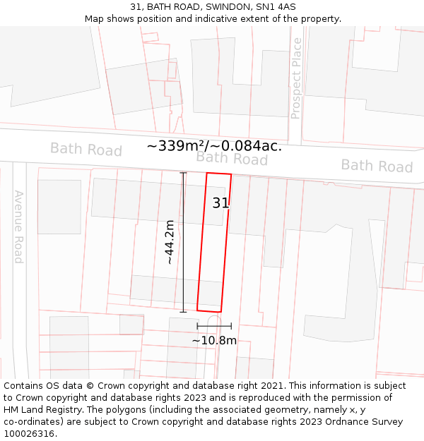 31, BATH ROAD, SWINDON, SN1 4AS: Plot and title map