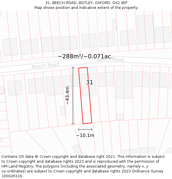 31, BEECH ROAD, BOTLEY, OXFORD, OX2 9EF: Plot and title map