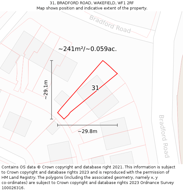 31, BRADFORD ROAD, WAKEFIELD, WF1 2RF: Plot and title map