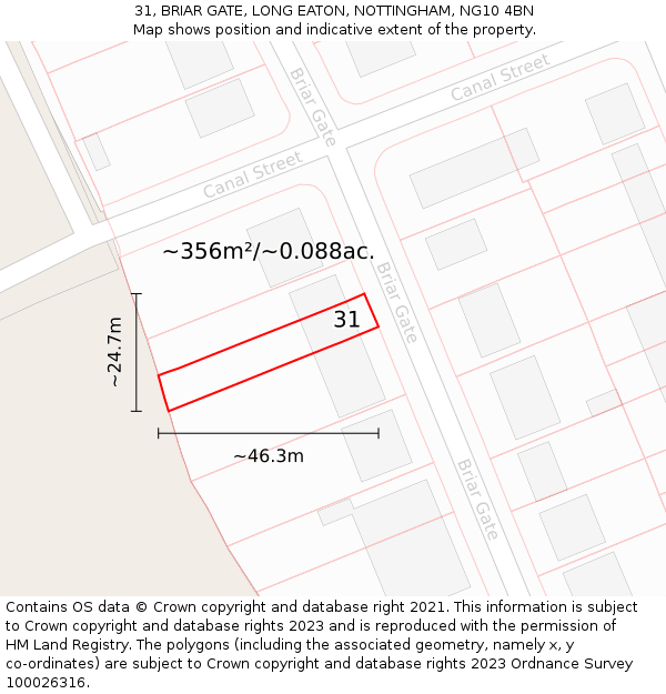 31, BRIAR GATE, LONG EATON, NOTTINGHAM, NG10 4BN: Plot and title map