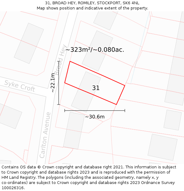 31, BROAD HEY, ROMILEY, STOCKPORT, SK6 4NL: Plot and title map