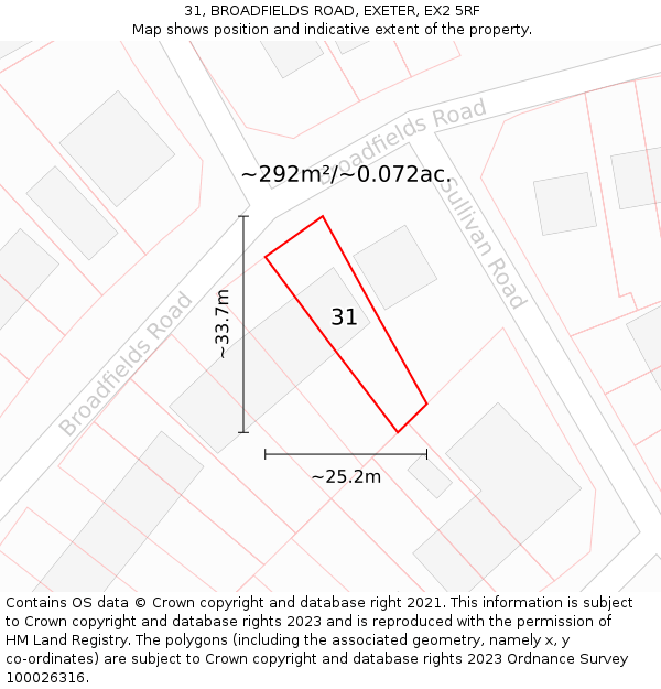 31, BROADFIELDS ROAD, EXETER, EX2 5RF: Plot and title map