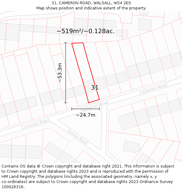31, CAMERON ROAD, WALSALL, WS4 2ES: Plot and title map