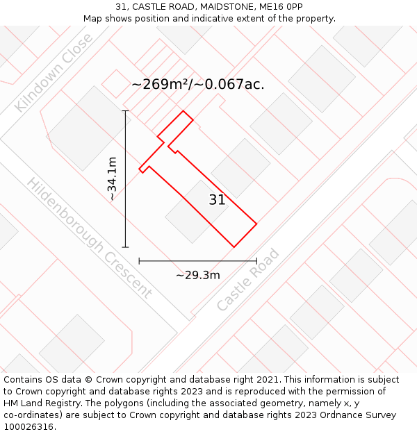 31, CASTLE ROAD, MAIDSTONE, ME16 0PP: Plot and title map