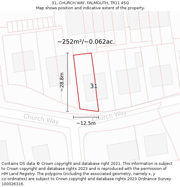 31, CHURCH WAY, FALMOUTH, TR11 4SG: Plot and title map