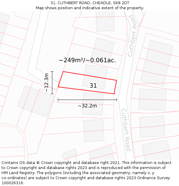 31, CUTHBERT ROAD, CHEADLE, SK8 2DT: Plot and title map