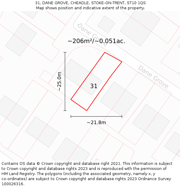 31, DANE GROVE, CHEADLE, STOKE-ON-TRENT, ST10 1QS: Plot and title map