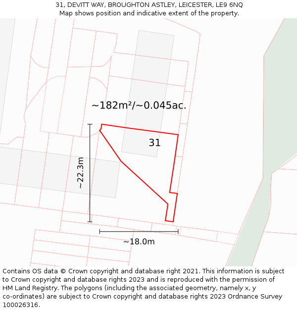 31, DEVITT WAY, BROUGHTON ASTLEY, LEICESTER, LE9 6NQ: Plot and title map