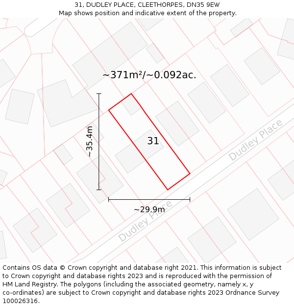 31, DUDLEY PLACE, CLEETHORPES, DN35 9EW: Plot and title map