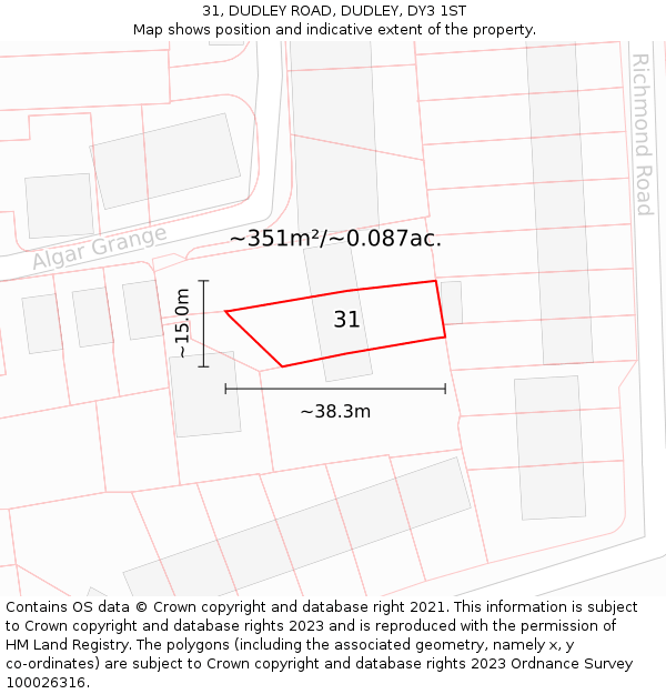 31, DUDLEY ROAD, DUDLEY, DY3 1ST: Plot and title map