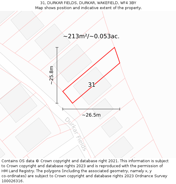 31, DURKAR FIELDS, DURKAR, WAKEFIELD, WF4 3BY: Plot and title map