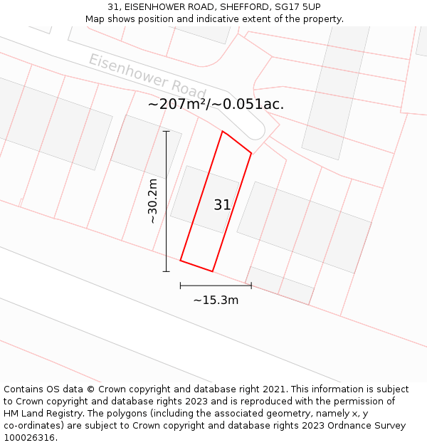 31, EISENHOWER ROAD, SHEFFORD, SG17 5UP: Plot and title map