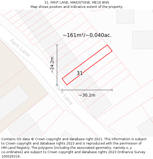 31, FANT LANE, MAIDSTONE, ME16 8NN: Plot and title map