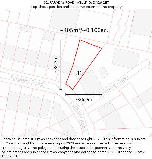 31, FARADAY ROAD, WELLING, DA16 2ET: Plot and title map