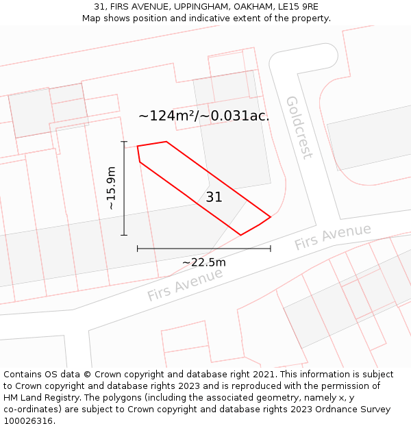 31, FIRS AVENUE, UPPINGHAM, OAKHAM, LE15 9RE: Plot and title map