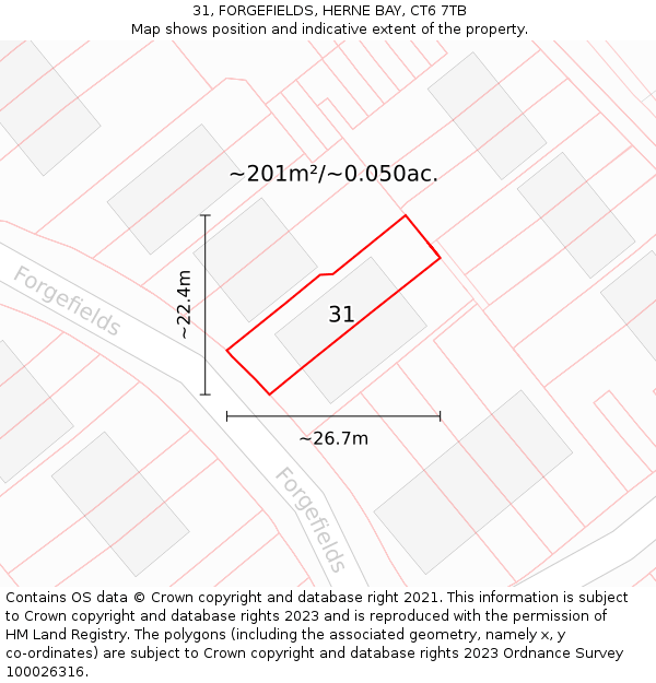 31, FORGEFIELDS, HERNE BAY, CT6 7TB: Plot and title map