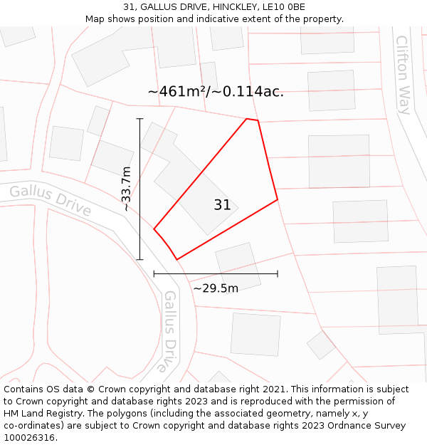 31, GALLUS DRIVE, HINCKLEY, LE10 0BE: Plot and title map