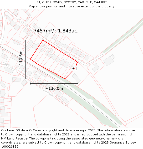 31, GHYLL ROAD, SCOTBY, CARLISLE, CA4 8BT: Plot and title map