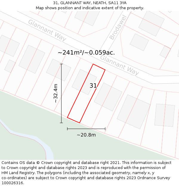 31, GLANNANT WAY, NEATH, SA11 3YA: Plot and title map