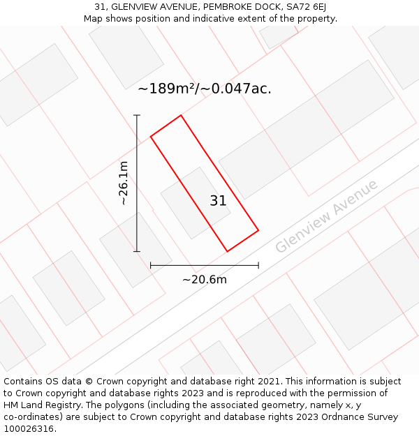 31, GLENVIEW AVENUE, PEMBROKE DOCK, SA72 6EJ: Plot and title map