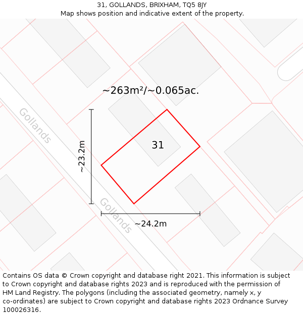 31, GOLLANDS, BRIXHAM, TQ5 8JY: Plot and title map