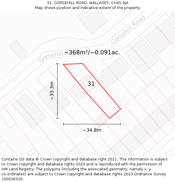 31, GORSEHILL ROAD, WALLASEY, CH45 9JA: Plot and title map