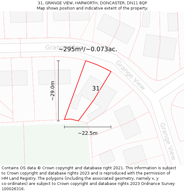 31, GRANGE VIEW, HARWORTH, DONCASTER, DN11 8QP: Plot and title map