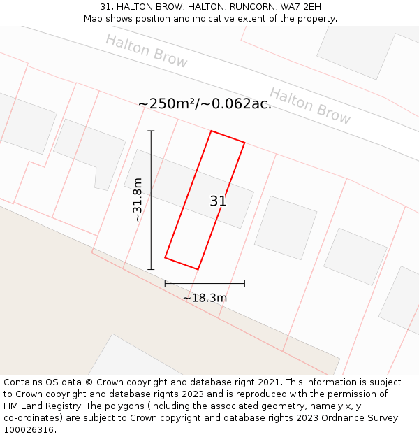 31, HALTON BROW, HALTON, RUNCORN, WA7 2EH: Plot and title map