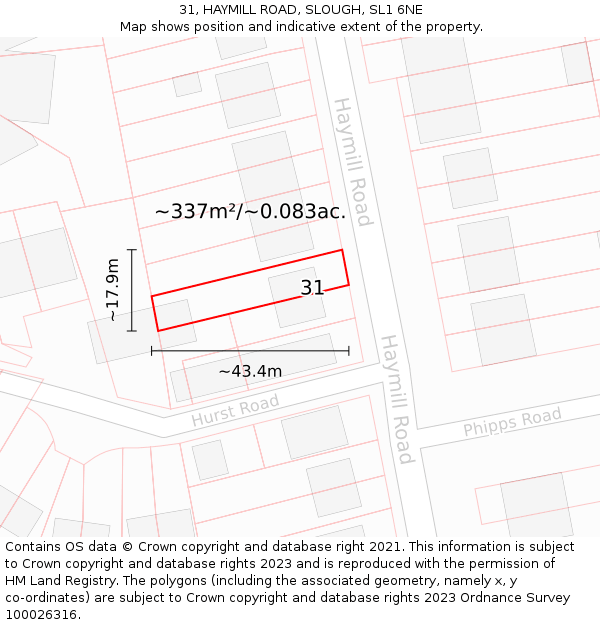 31, HAYMILL ROAD, SLOUGH, SL1 6NE: Plot and title map