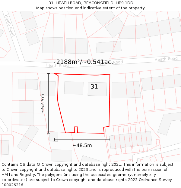 31, HEATH ROAD, BEACONSFIELD, HP9 1DD: Plot and title map