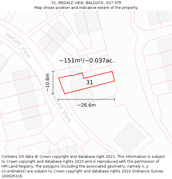 31, IREDALE VIEW, BALDOCK, SG7 6TR: Plot and title map