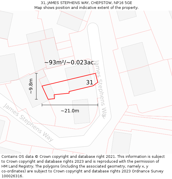 31, JAMES STEPHENS WAY, CHEPSTOW, NP16 5GE: Plot and title map