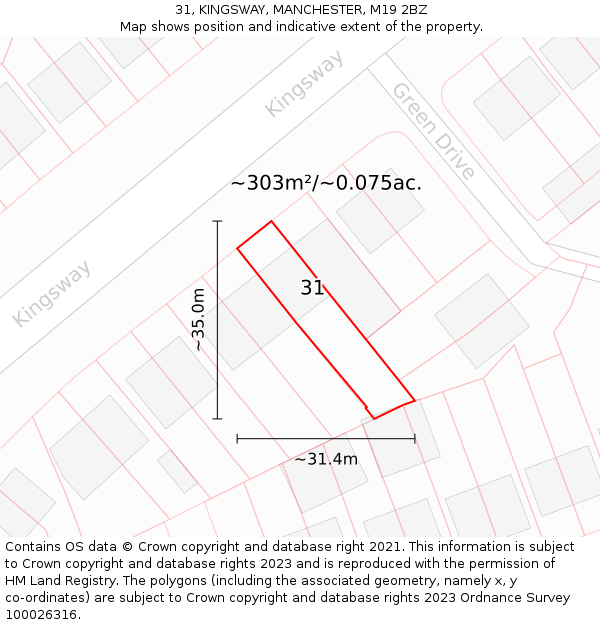 31, KINGSWAY, MANCHESTER, M19 2BZ: Plot and title map