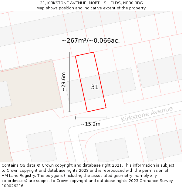 31, KIRKSTONE AVENUE, NORTH SHIELDS, NE30 3BG: Plot and title map