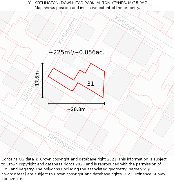 31, KIRTLINGTON, DOWNHEAD PARK, MILTON KEYNES, MK15 9AZ: Plot and title map