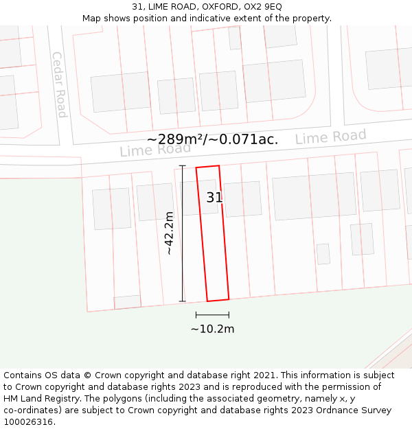 31, LIME ROAD, OXFORD, OX2 9EQ: Plot and title map