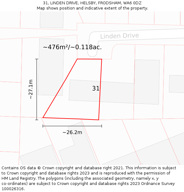 31, LINDEN DRIVE, HELSBY, FRODSHAM, WA6 0DZ: Plot and title map