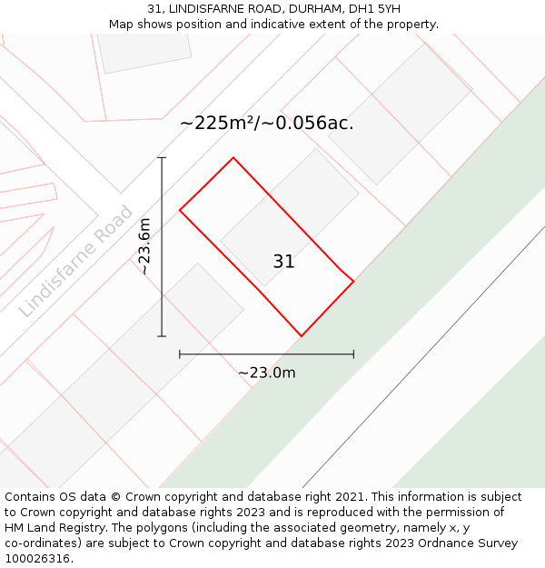 31, LINDISFARNE ROAD, DURHAM, DH1 5YH: Plot and title map