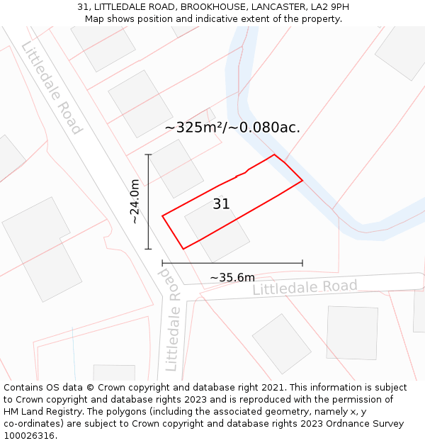 31, LITTLEDALE ROAD, BROOKHOUSE, LANCASTER, LA2 9PH: Plot and title map