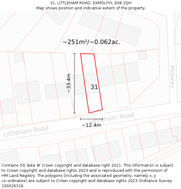 31, LITTLEHAM ROAD, EXMOUTH, EX8 2QH: Plot and title map