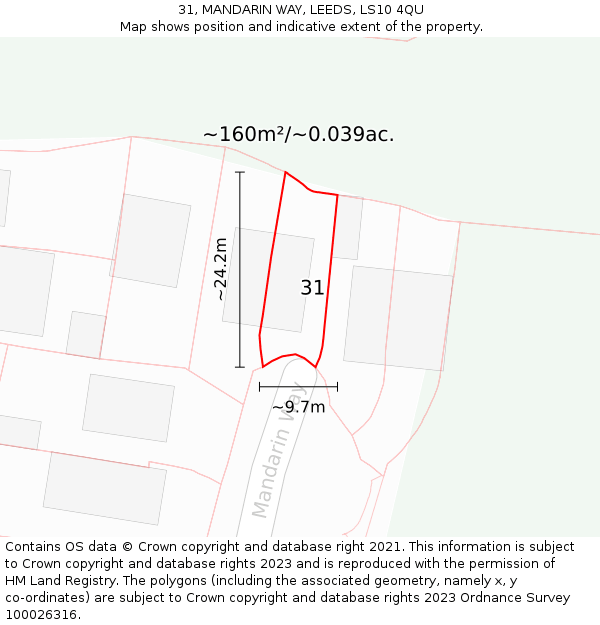 31, MANDARIN WAY, LEEDS, LS10 4QU: Plot and title map