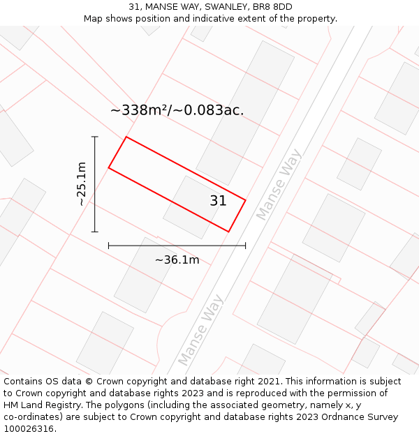 31, MANSE WAY, SWANLEY, BR8 8DD: Plot and title map