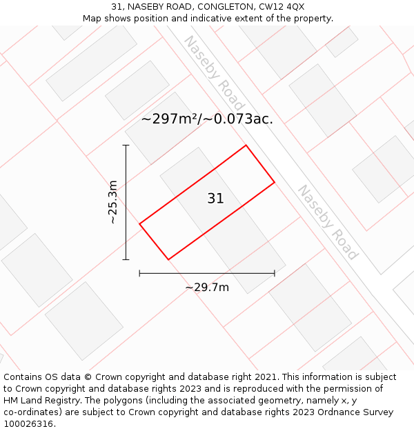 31, NASEBY ROAD, CONGLETON, CW12 4QX: Plot and title map